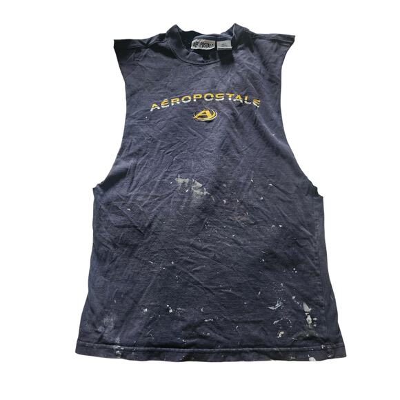 Vtg Aeropostale Tshirt Mens Sz Small Blue grunge punk Thrashed DIY - Picture 1 of 2